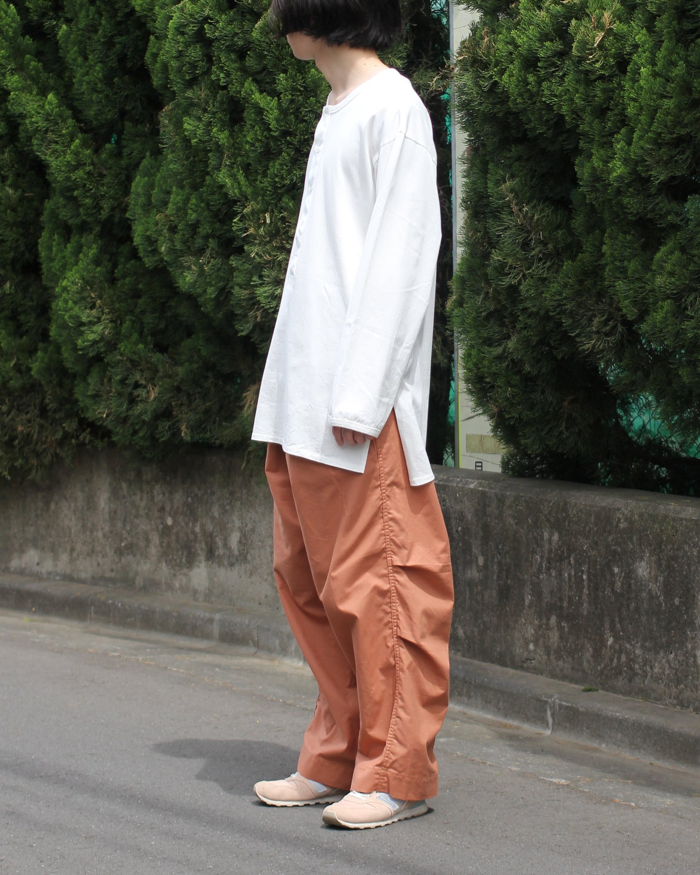 MATSUFUJI / Henley Neck Long Sleeve Shirt “WHITE”