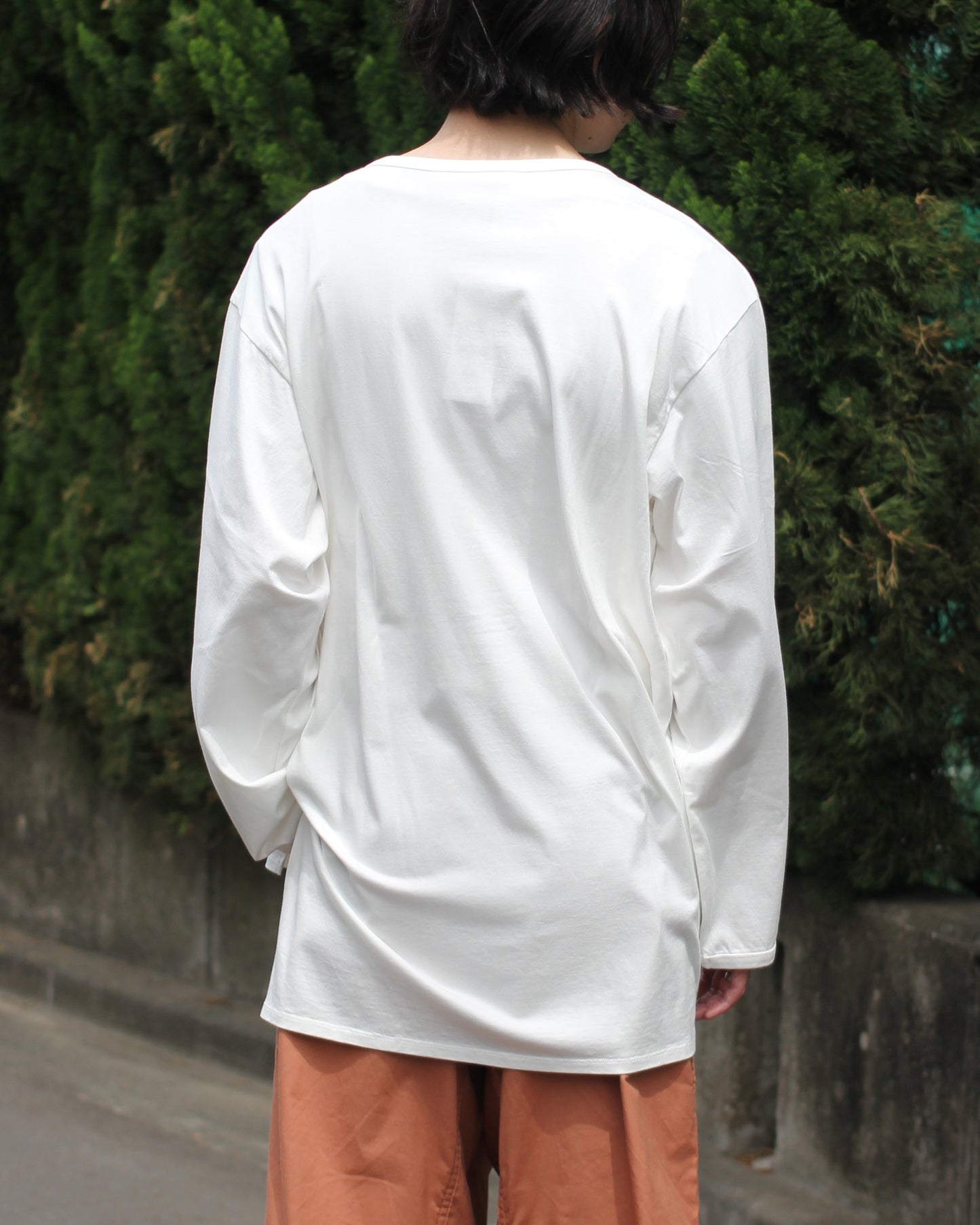 MATSUFUJI / Henley Neck Long Sleeve Shirt “WHITE”