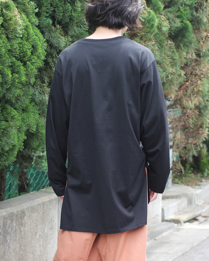 MATSUFUJI / Henley Neck Long Sleeve Shirt “BLACK”