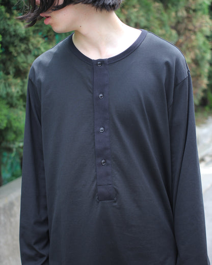 MATSUFUJI / Henley Neck Long Sleeve Shirt “BLACK”