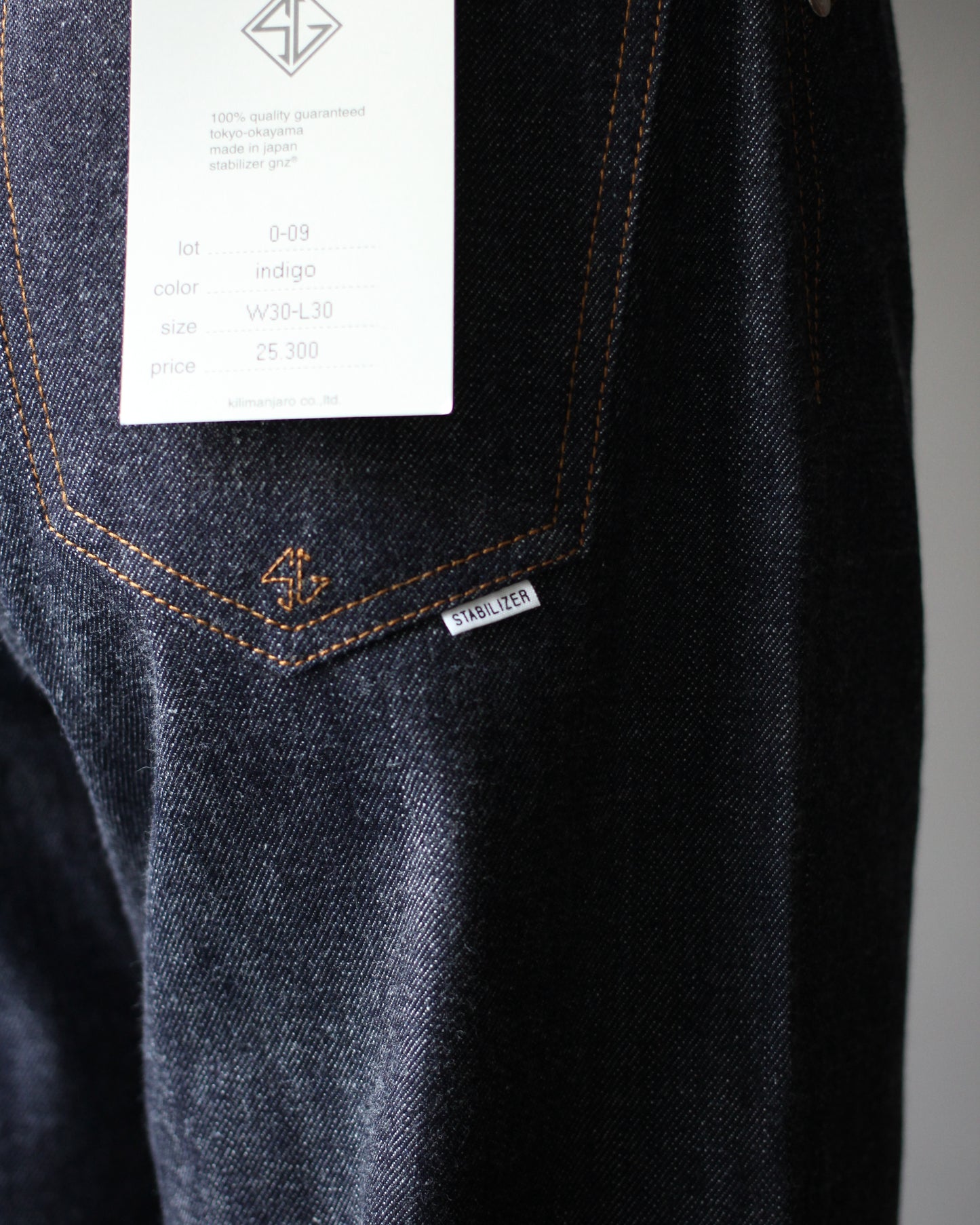 STABILIZER GNZ/lot.0-09(selvedge wide straight) "indigo"