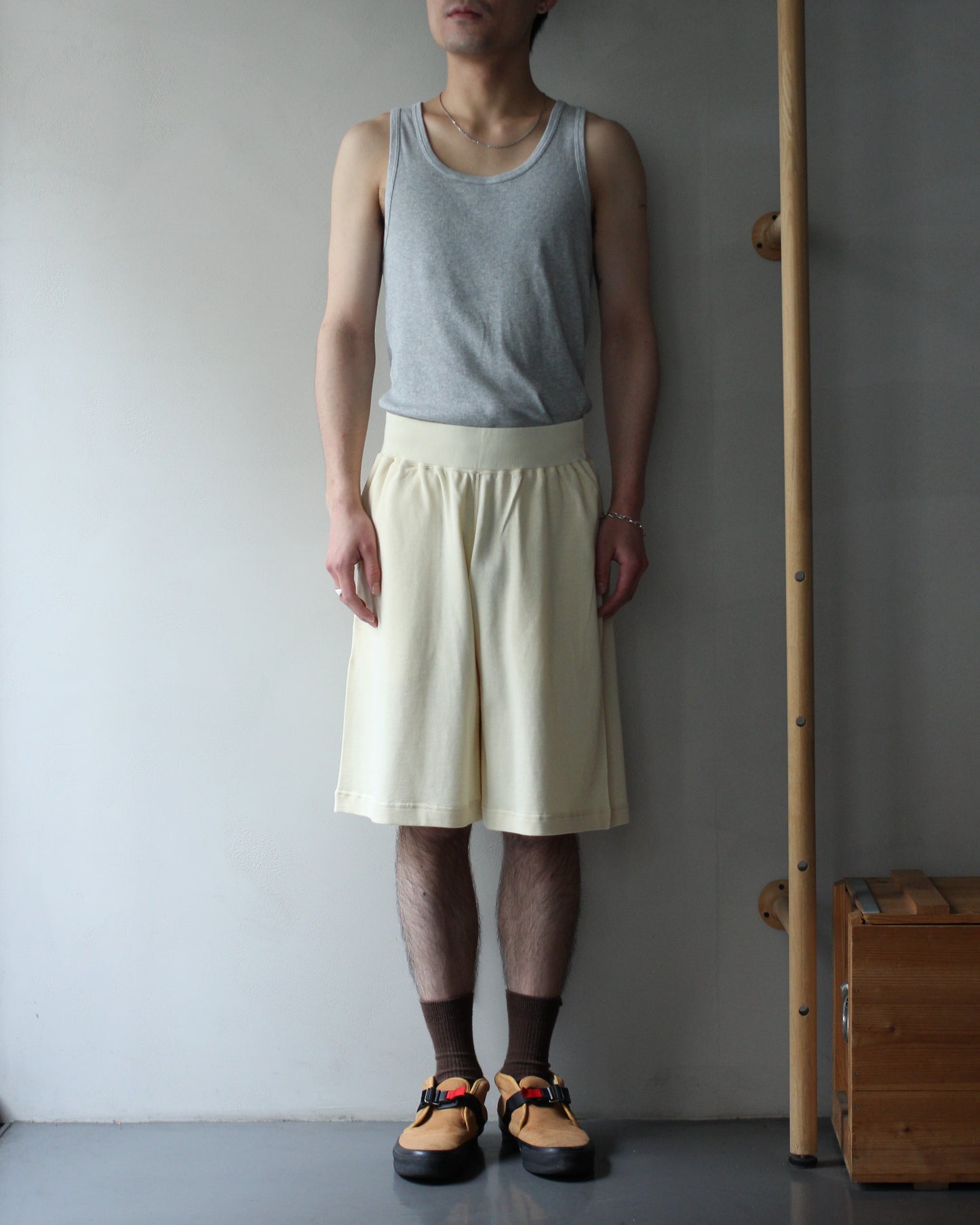 ULTERIOR/SOFT DRY SHORT LOOP TERRY BAGGY SHORTS "YELLOW BEIGE"
