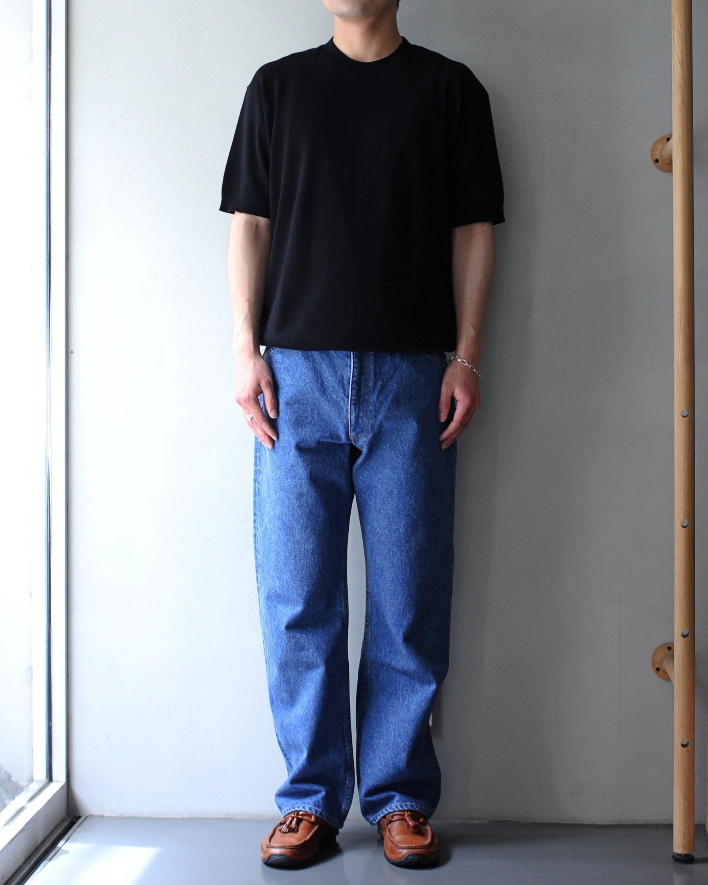 STABILIZER GNZ/lot.0-09(Washed Wide Straight) "indigo"