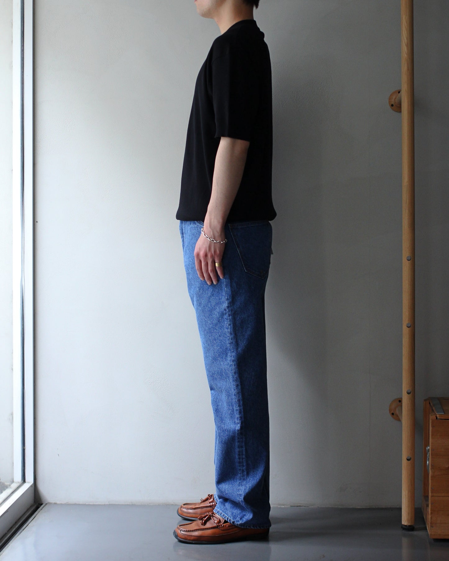 STABILIZER GNZ/lot.0-09(Washed Wide Straight) "indigo"
