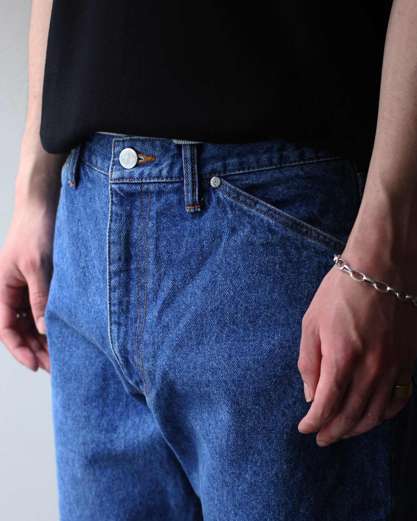 STABILIZER GNZ/lot.0-09(Washed Wide Straight) "indigo"