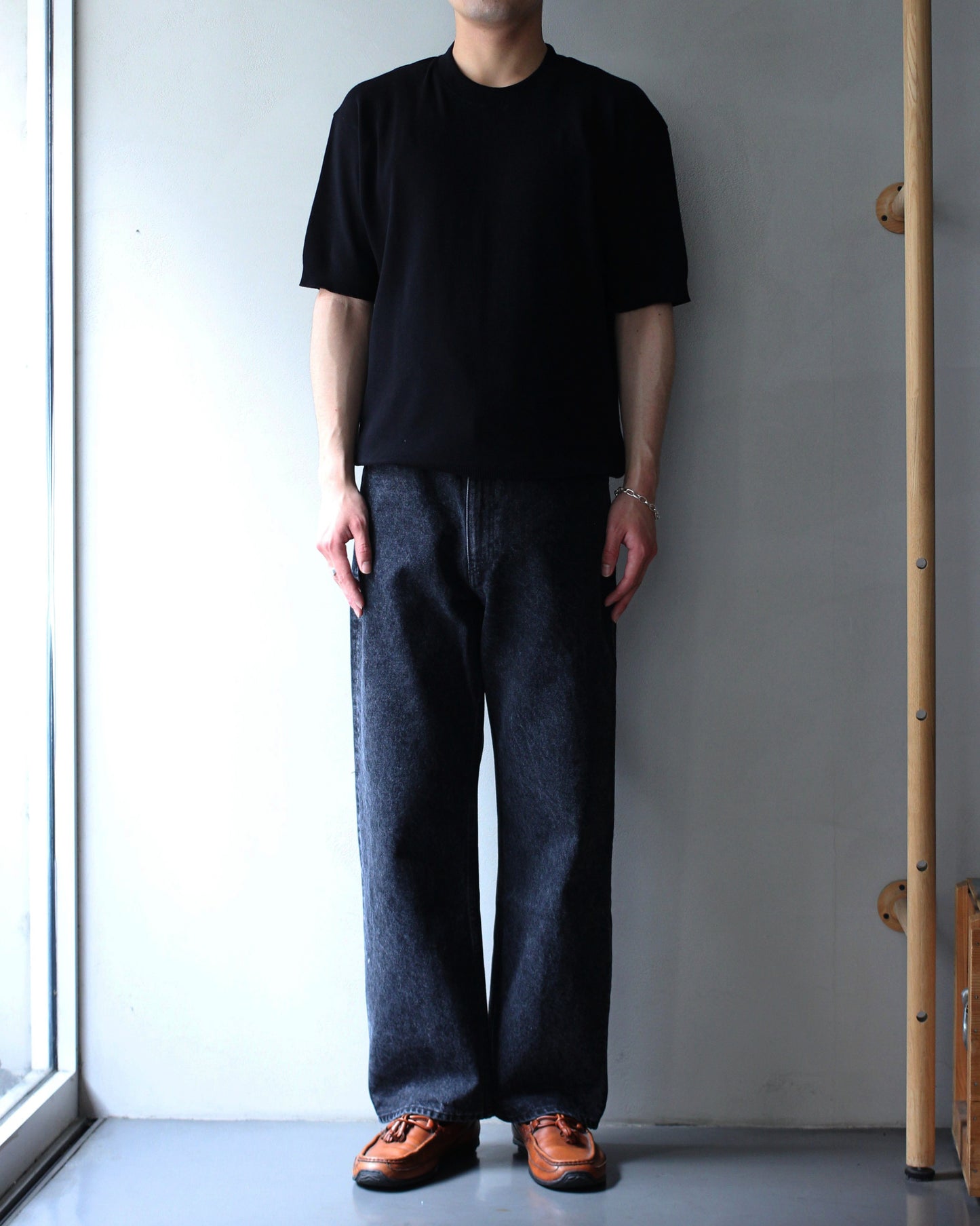 STABILIZER GNZ/lot.0-38(Washed waist overall) "black"