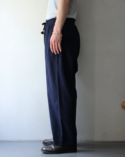 SOWBOW(蒼氓)/EZ PANTS (WIDE) LI/C HOUNDSTOOTH "BLACK×NAVY"