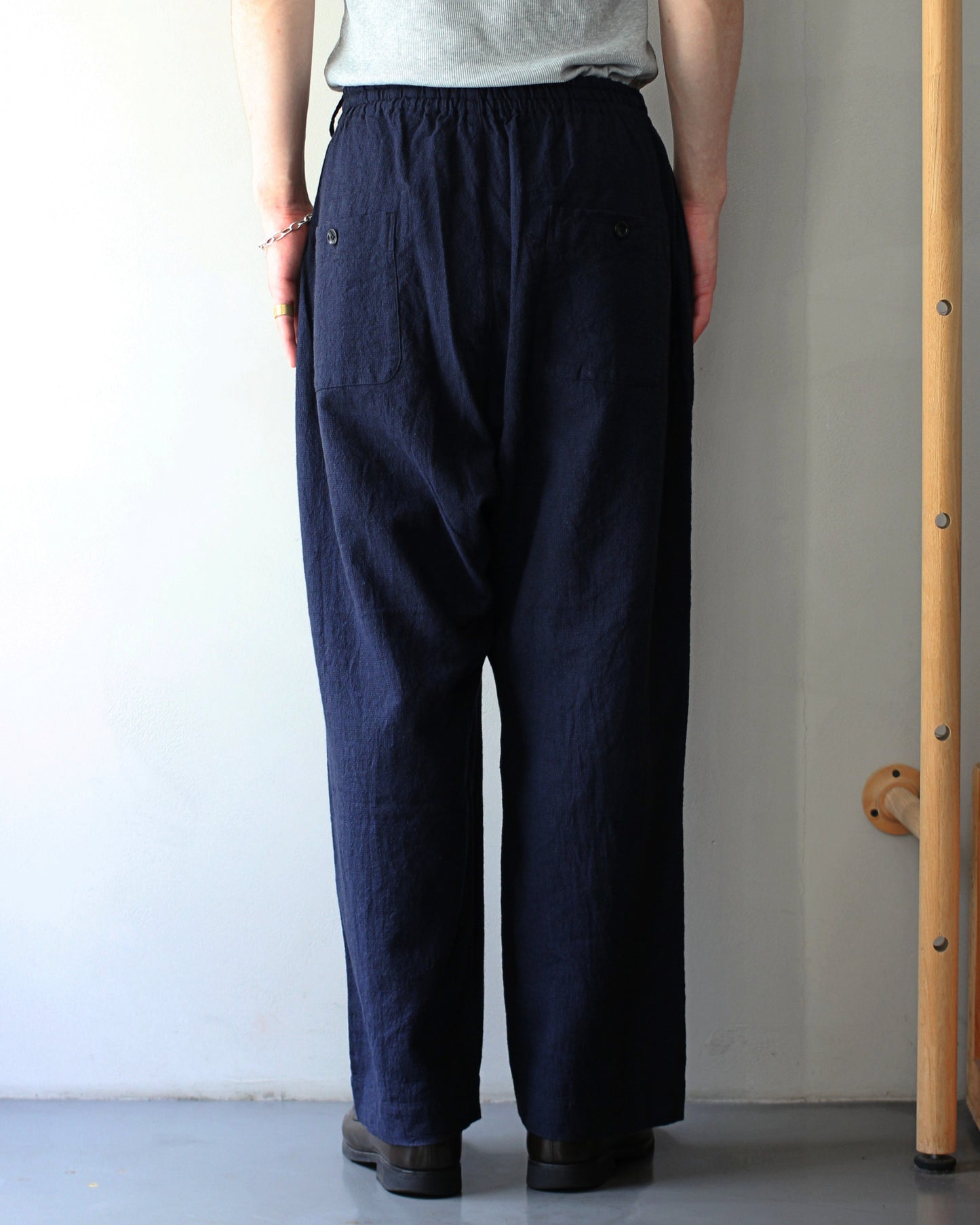 SOWBOW(蒼氓)/EZ PANTS (WIDE) LI/C HOUNDSTOOTH "BLACK×NAVY"