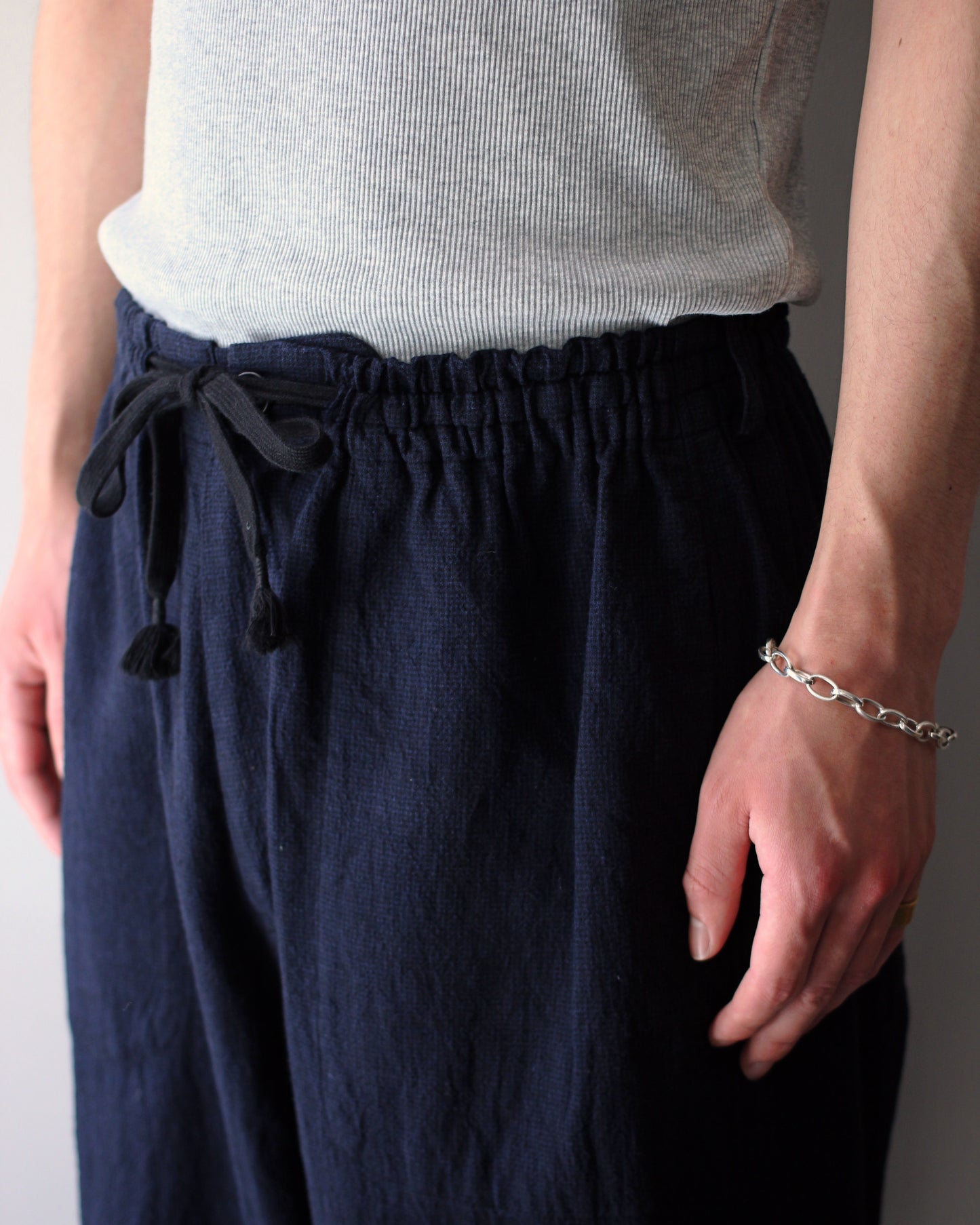 SOWBOW(蒼氓)/EZ PANTS (WIDE) LI/C HOUNDSTOOTH "BLACK×NAVY"