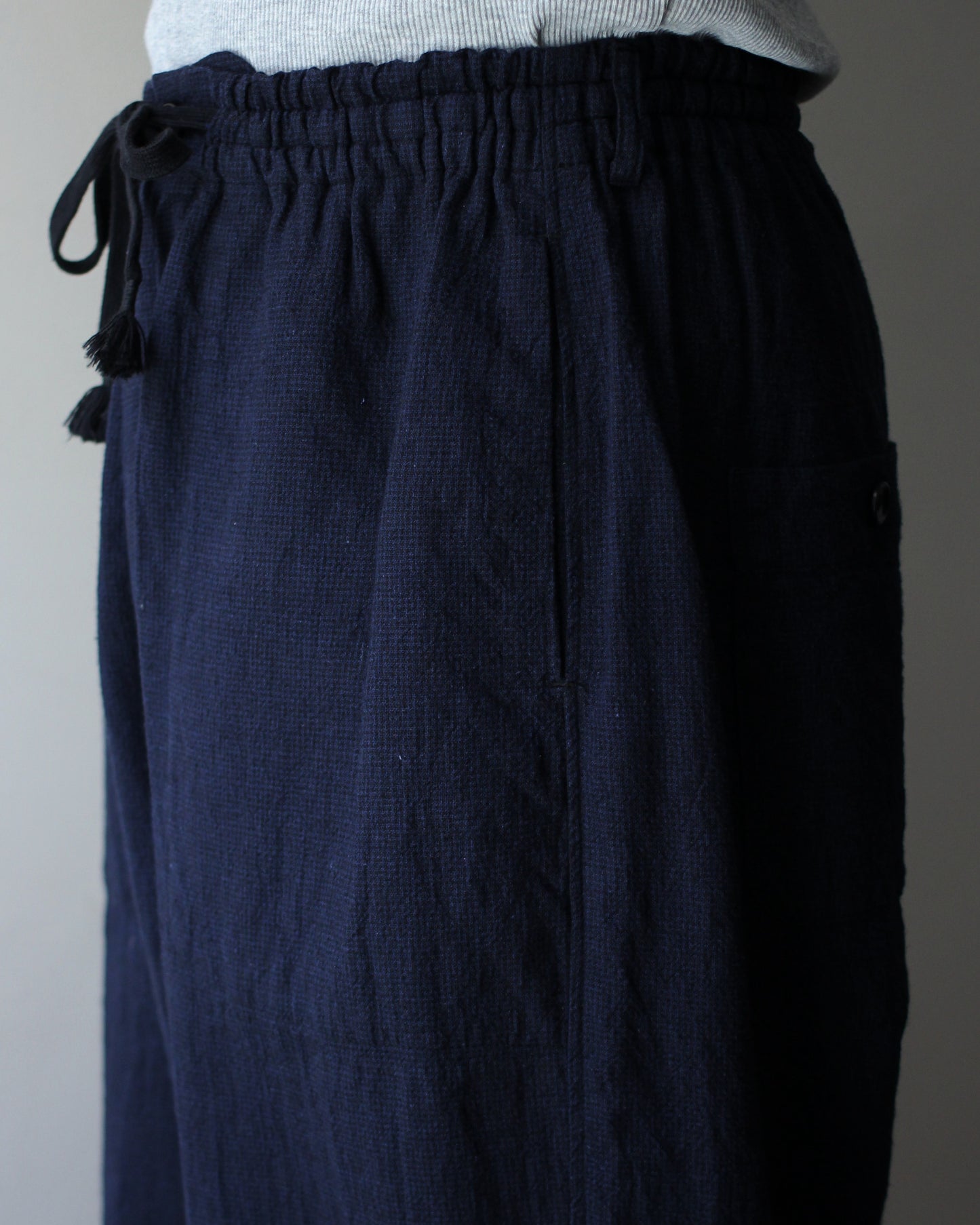 SOWBOW(蒼氓)/EZ PANTS (WIDE) LI/C HOUNDSTOOTH "BLACK×NAVY"