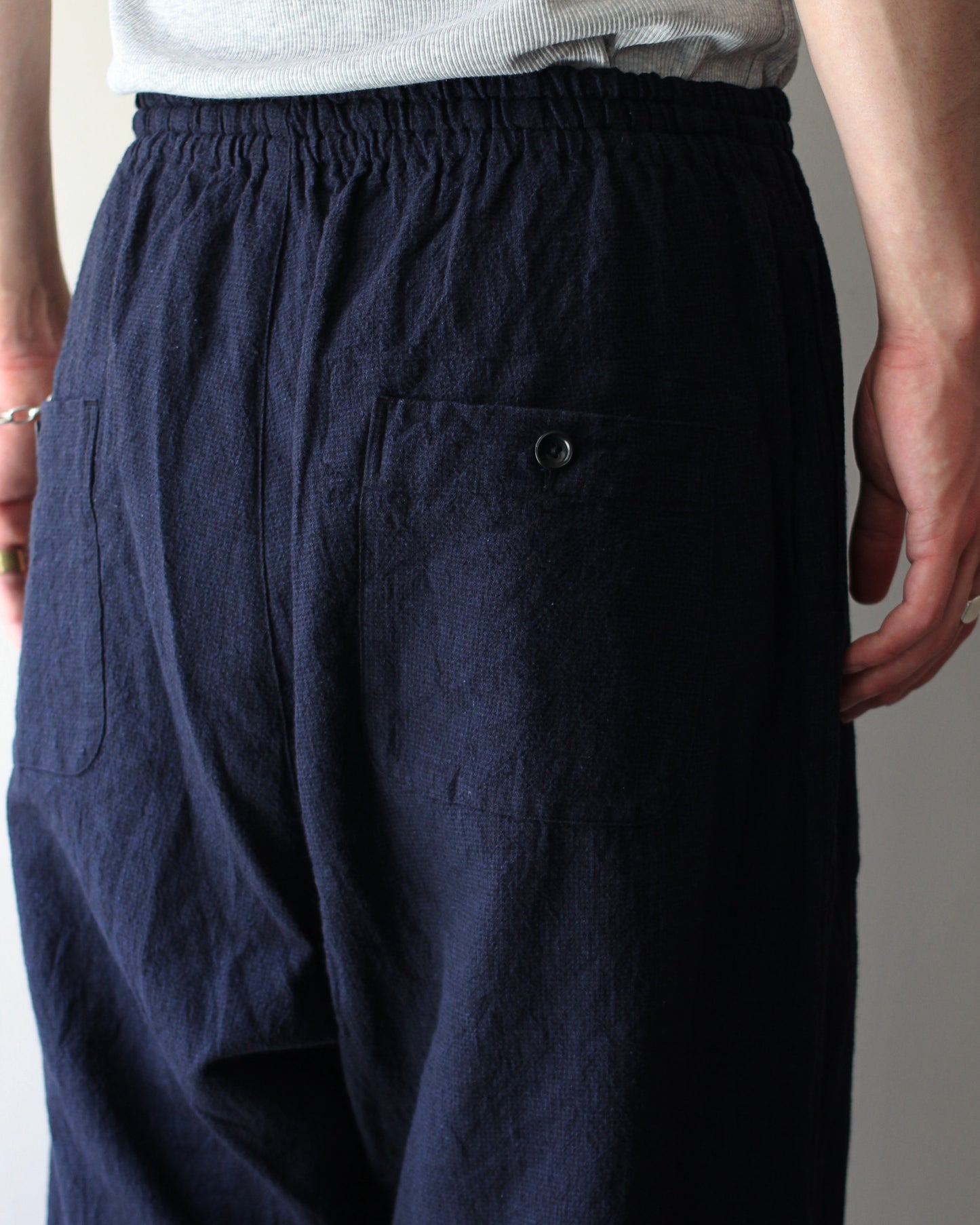 SOWBOW(蒼氓)/EZ PANTS (WIDE) LI/C HOUNDSTOOTH "BLACK×NAVY"