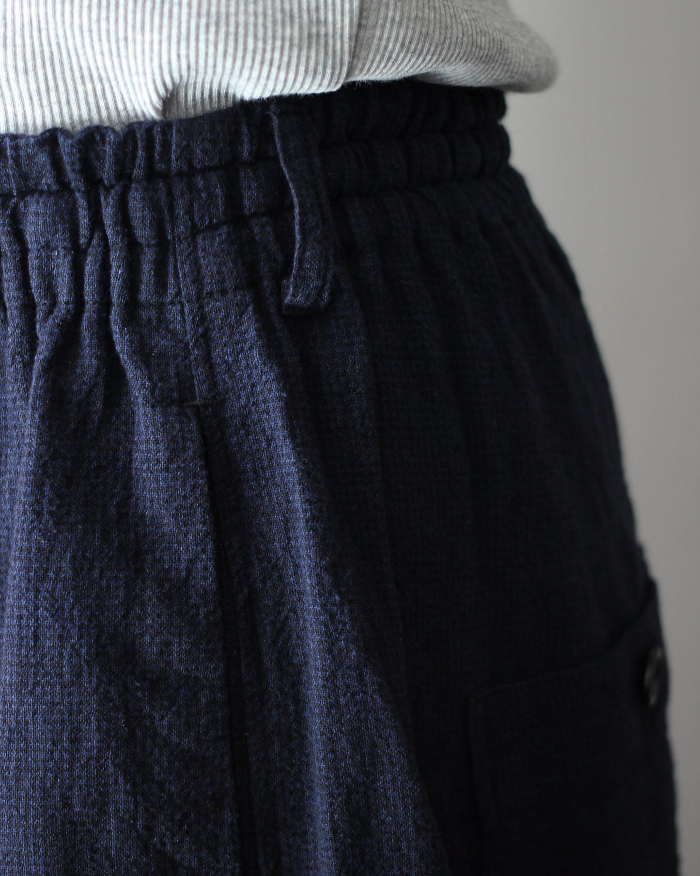 SOWBOW(蒼氓)/EZ PANTS (WIDE) LI/C HOUNDSTOOTH "BLACK×NAVY"