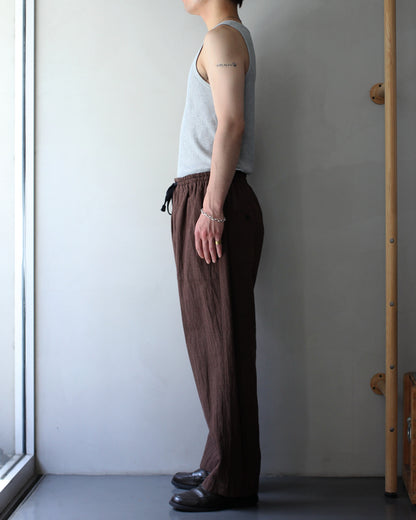SOWBOW(蒼氓)/EZ PANTS (WIDE) LI/C HOUNDSTOOTH "BROWN×GREEN"