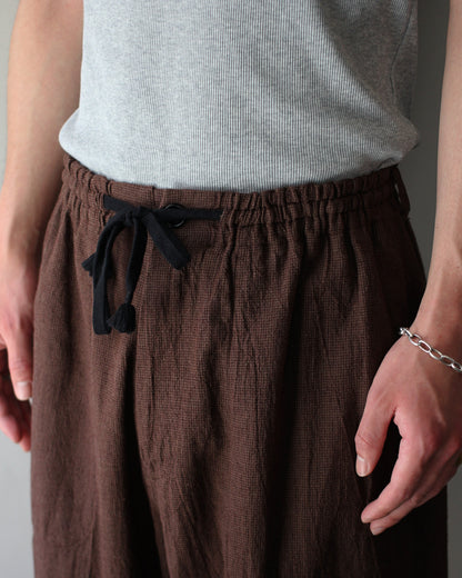 SOWBOW(蒼氓)/EZ PANTS (WIDE) LI/C HOUNDSTOOTH "BROWN×GREEN"