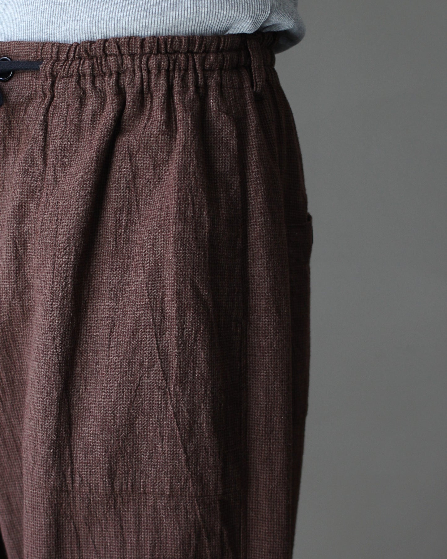 SOWBOW(蒼氓)/EZ PANTS (WIDE) LI/C HOUNDSTOOTH "BROWN×GREEN"