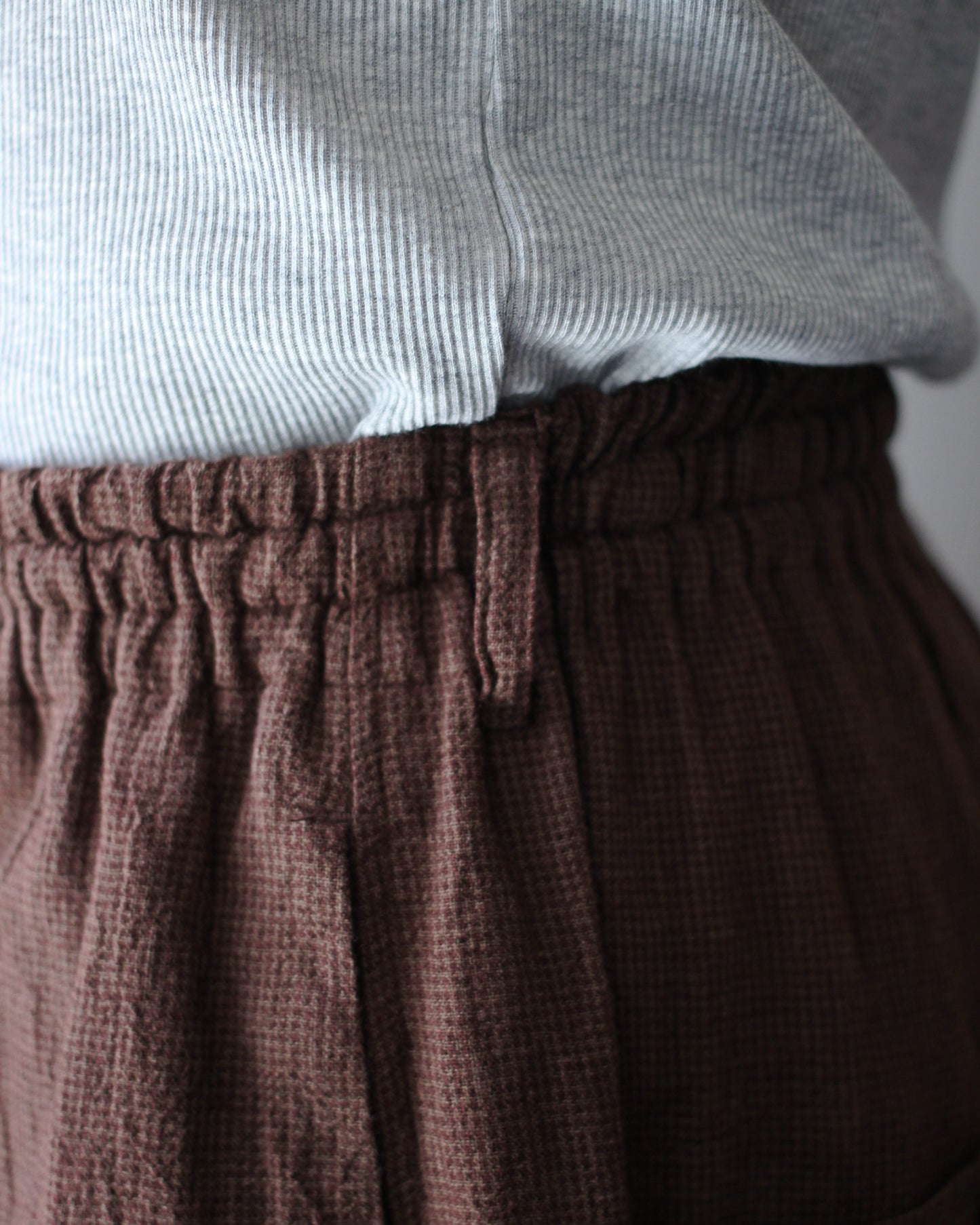 SOWBOW(蒼氓)/EZ PANTS (WIDE) LI/C HOUNDSTOOTH "BROWN×GREEN"