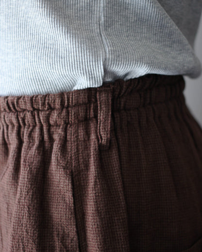 SOWBOW(蒼氓)/EZ PANTS (WIDE) LI/C HOUNDSTOOTH "BROWN×GREEN"