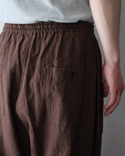 SOWBOW(蒼氓)/EZ PANTS (WIDE) LI/C HOUNDSTOOTH "BROWN×GREEN"