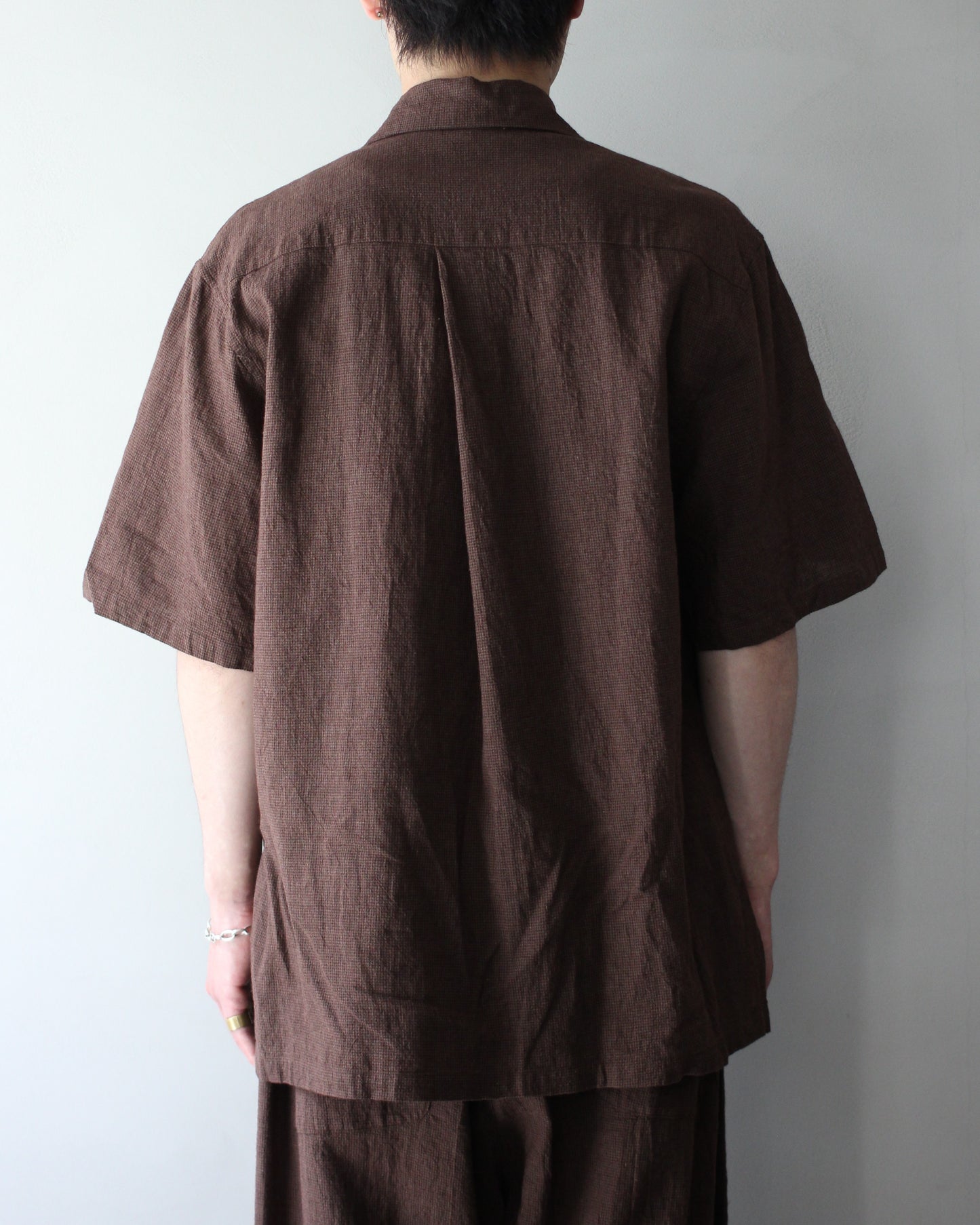 exclusive / SOWBOW(蒼氓)/(A) ONE PIECE COLLAR S/S "LI/C HOUNDSTOOTH" "BROWN×GREEN "