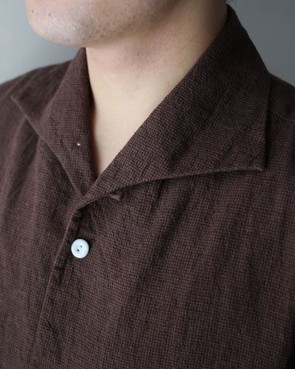 exclusive / SOWBOW(蒼氓)/(A) ONE PIECE COLLAR S/S "LI/C HOUNDSTOOTH" "BROWN×GREEN "