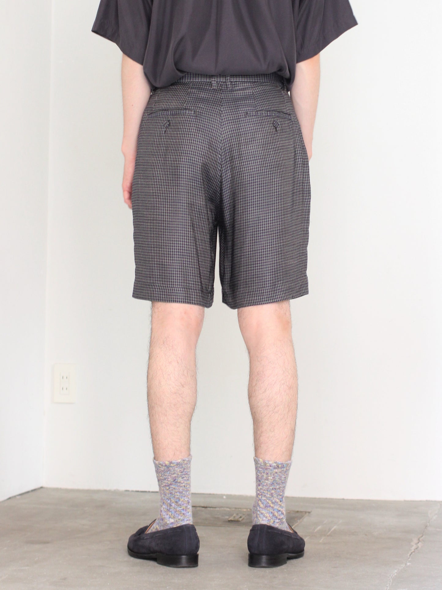 MATSUFUJI/Cupra Check Short Trousers "GREEN×NAVY"