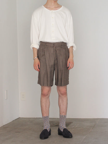 MATSUFUJI/Cupra Check Short Trousers "BROWN×IVORY"