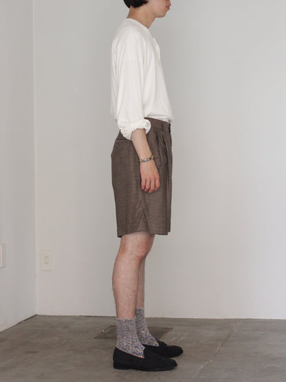 MATSUFUJI/Cupra Check Short Trousers "BROWN×IVORY"