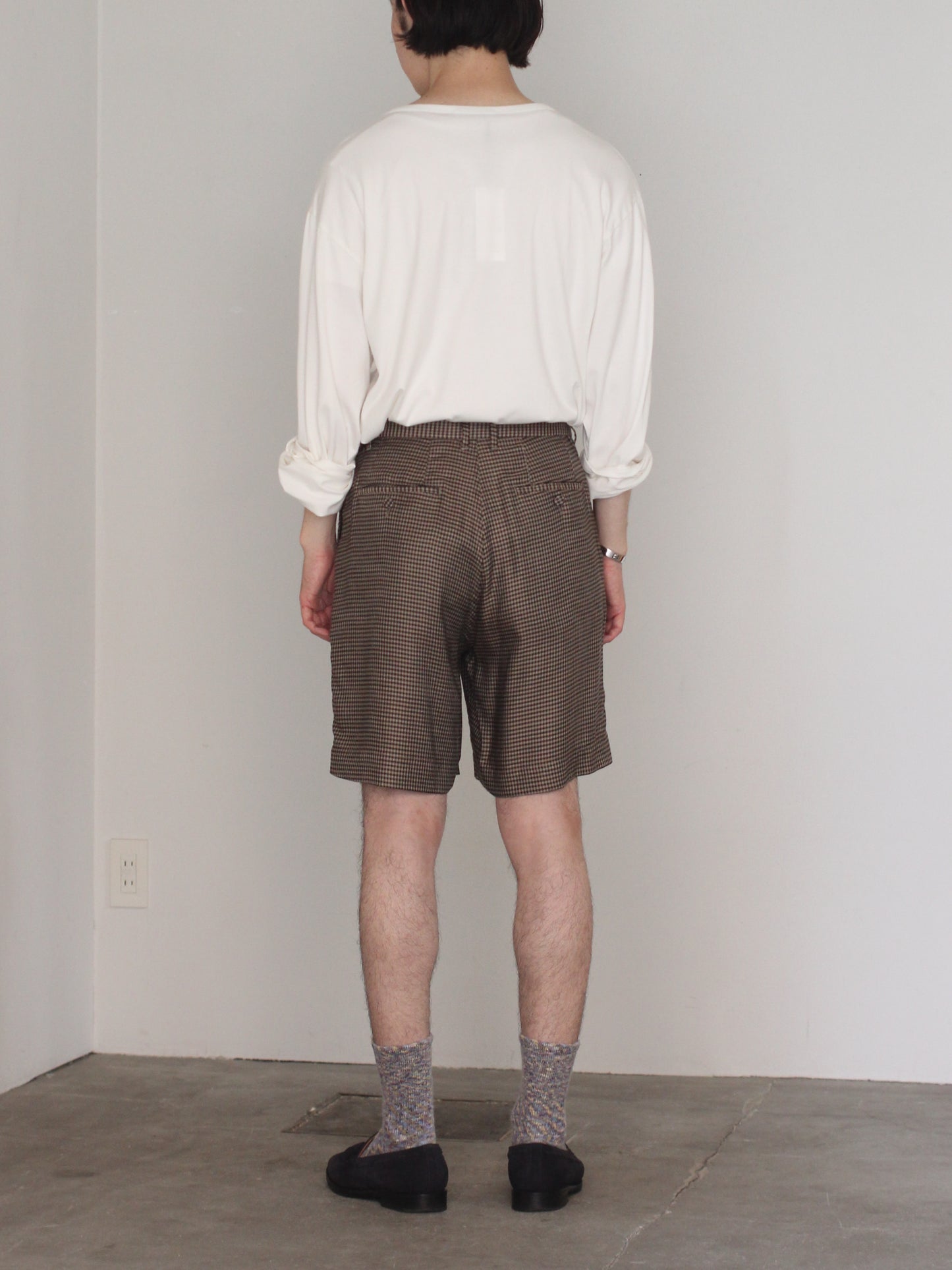 MATSUFUJI/Cupra Check Short Trousers "BROWN×IVORY"