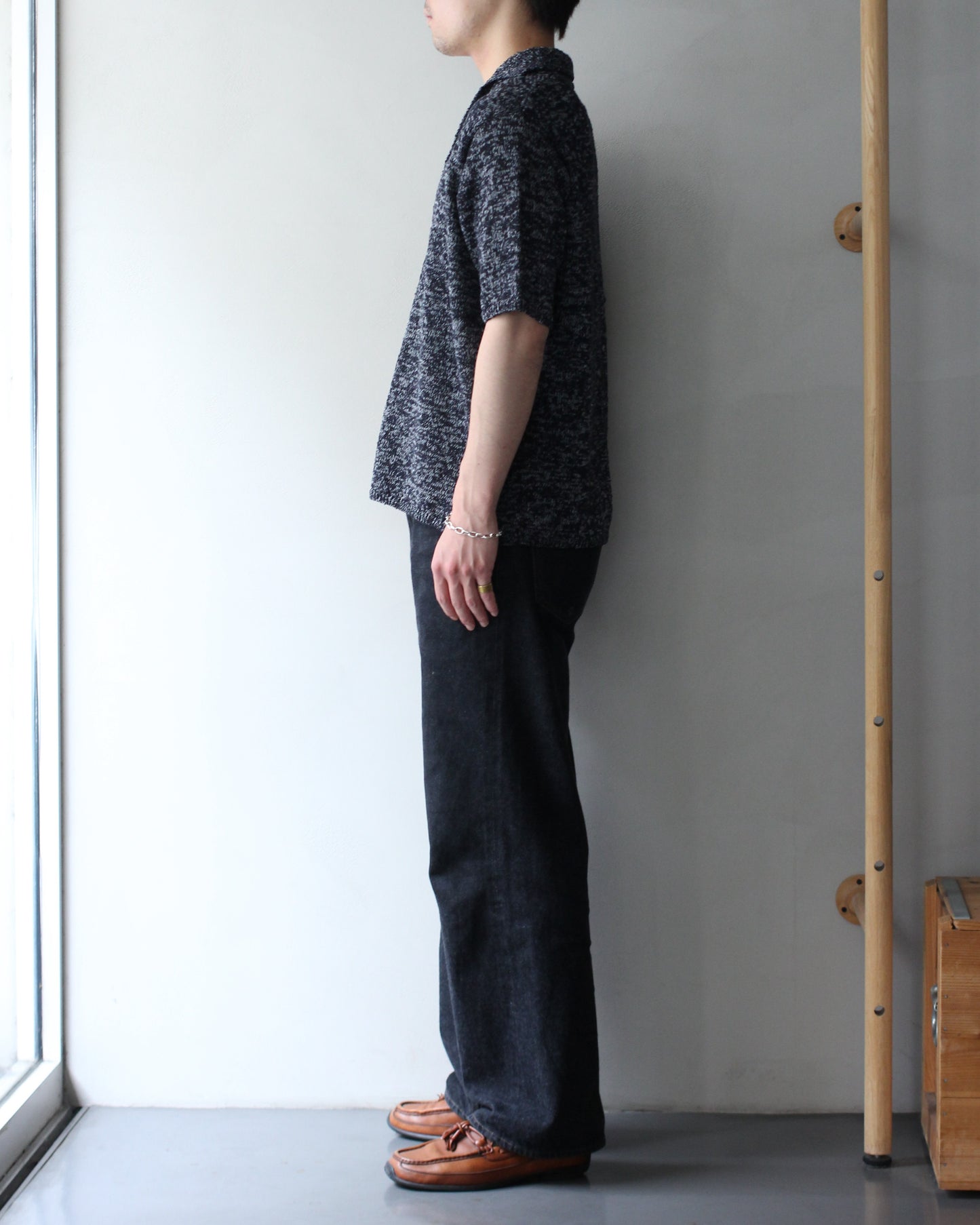 Yonetomi / GIMA SLUB MOKU KNIT S/T "NAVYxWHITE"