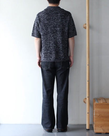 Yonetomi / GIMA SLUB MOKU KNIT S/T "NAVYxWHITE"