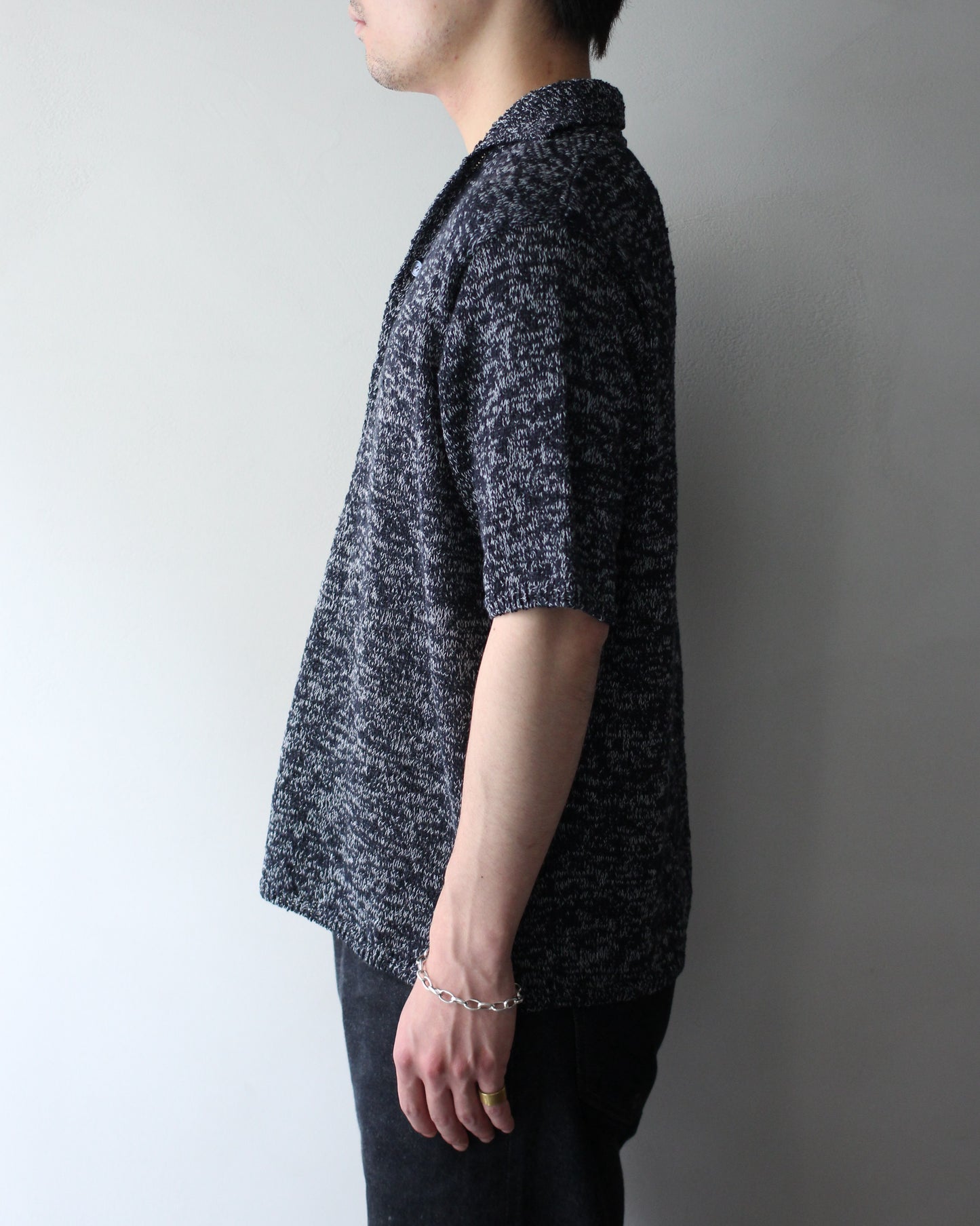 Yonetomi / GIMA SLUB MOKU KNIT S/T "NAVYxWHITE"