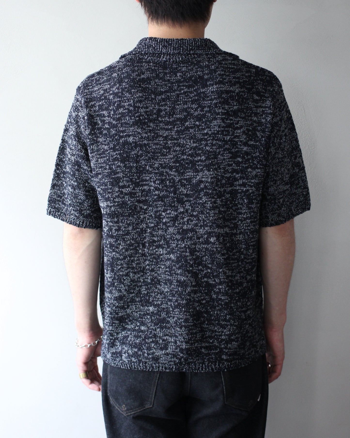 Yonetomi / GIMA SLUB MOKU KNIT S/T "NAVYxWHITE"