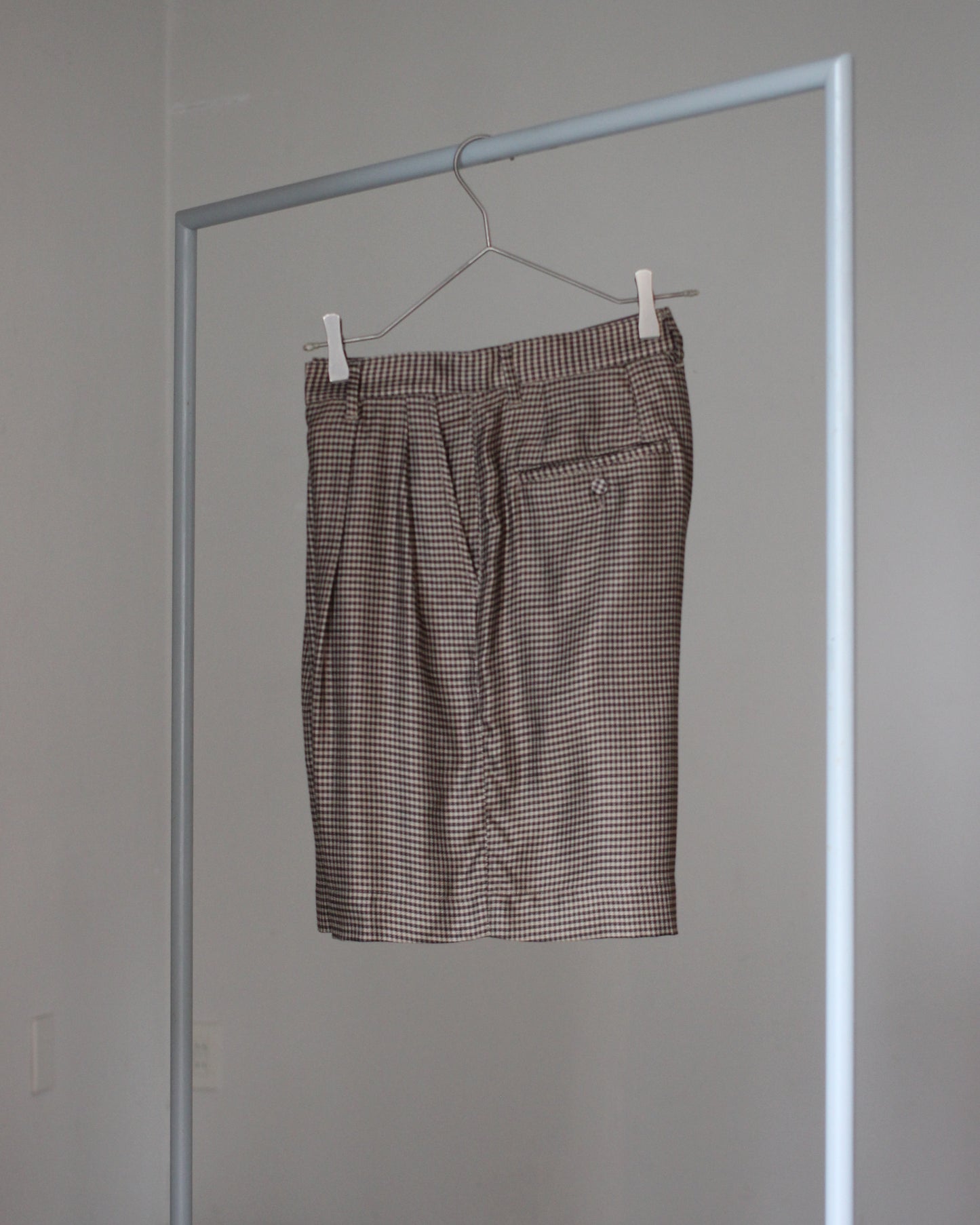 MATSUFUJI/Cupra Check Short Trousers "BROWN×IVORY"