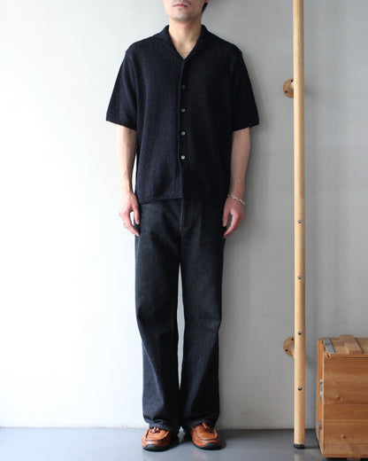Yonetomi / GIMA SLUB MOKU KNIT S/T "NAVYx BLACK"