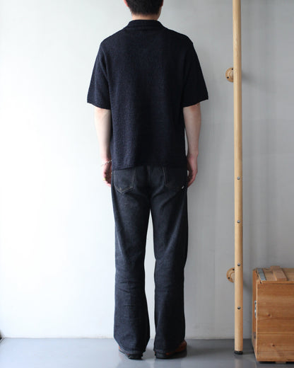 Yonetomi / GIMA SLUB MOKU KNIT S/T "NAVYx BLACK"