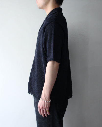 Yonetomi / GIMA SLUB MOKU KNIT S/T "NAVYx BLACK"