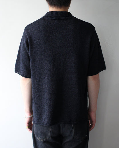 Yonetomi / GIMA SLUB MOKU KNIT S/T "NAVYx BLACK"