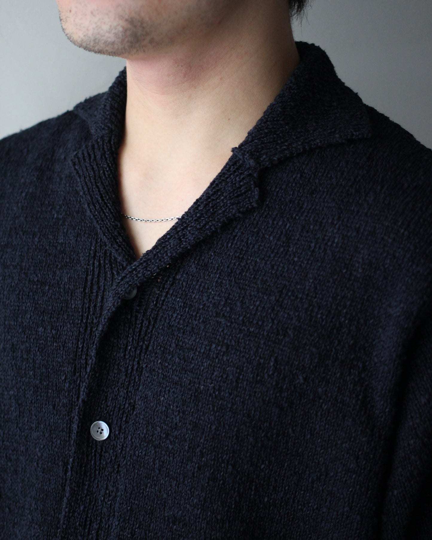 Yonetomi / GIMA SLUB MOKU KNIT S/T "NAVYx BLACK"