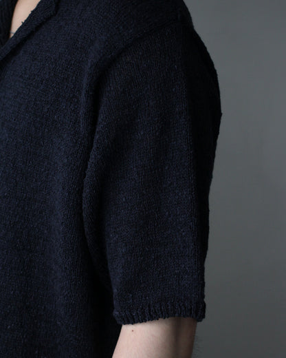 Yonetomi / GIMA SLUB MOKU KNIT S/T "NAVYx BLACK"