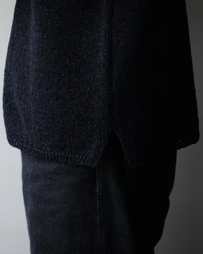 Yonetomi / GIMA SLUB MOKU KNIT S/T "NAVYx BLACK"