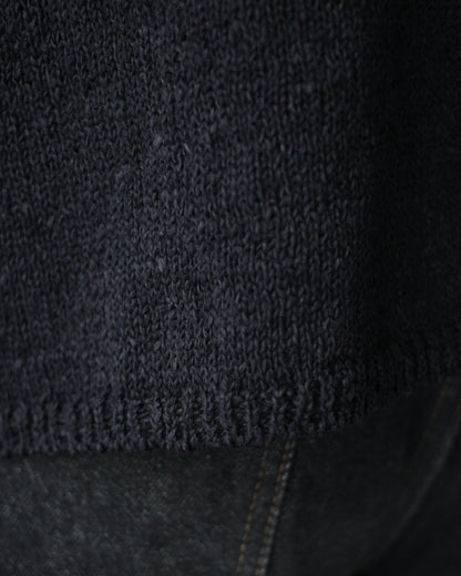 Yonetomi / GIMA SLUB MOKU KNIT S/T "NAVYx BLACK"