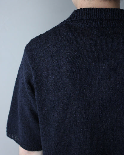 Yonetomi / GIMA SLUB MOKU KNIT S/T "NAVYx BLACK"