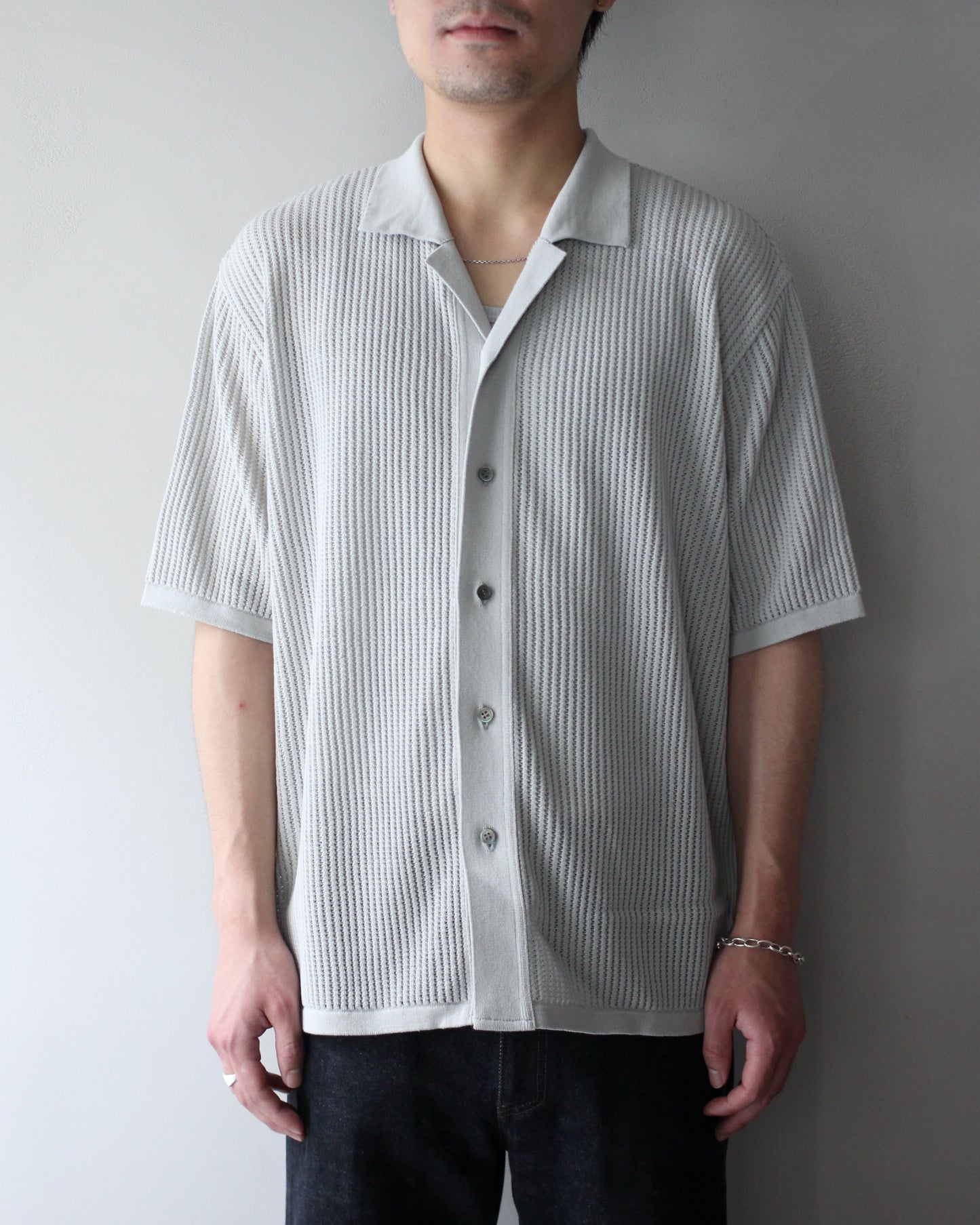 Yonetomi / COTTON SUKASHI KNIT SHIRT