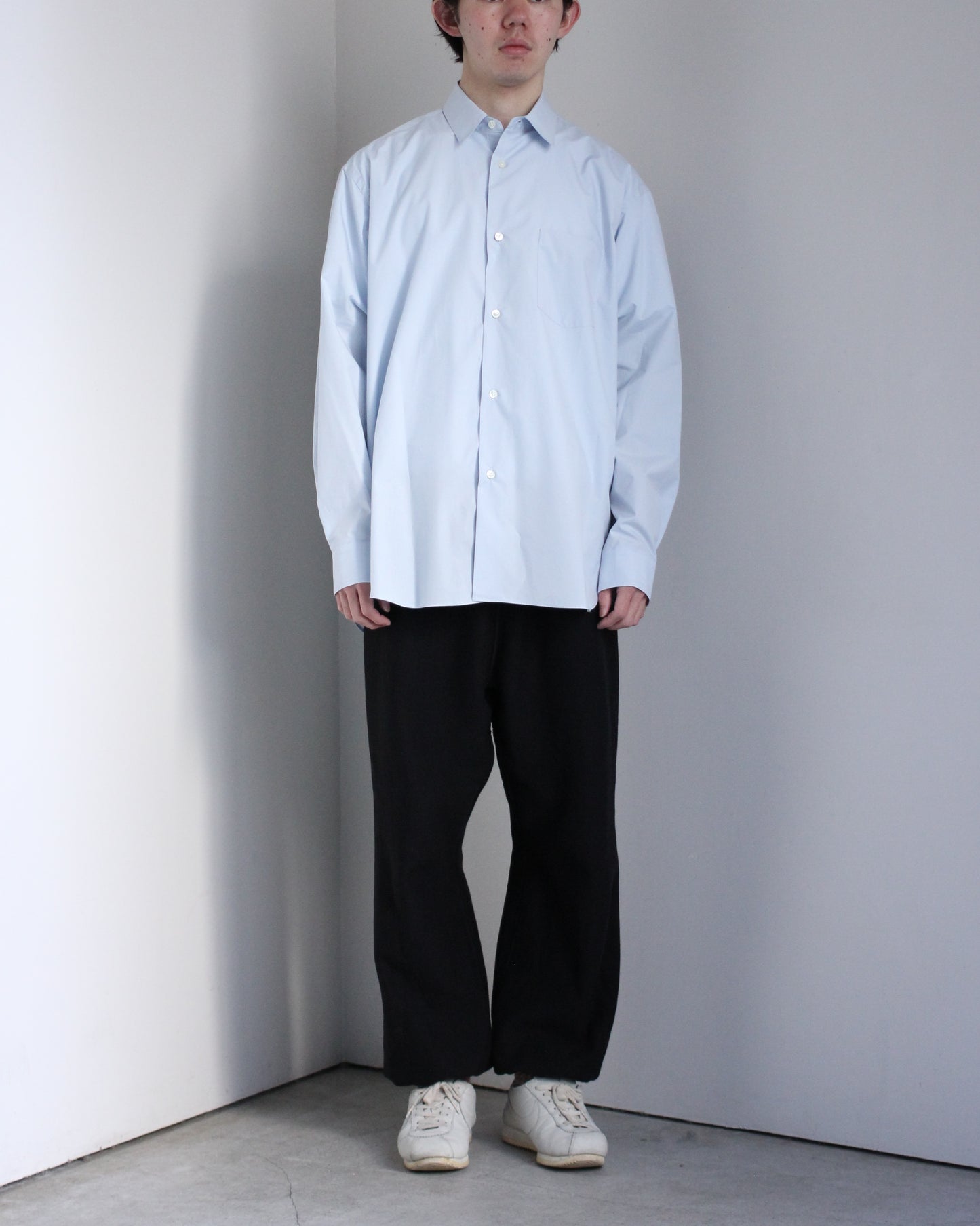 ssstein/Oversized Regular Collar Shirts"OFF BLUE"