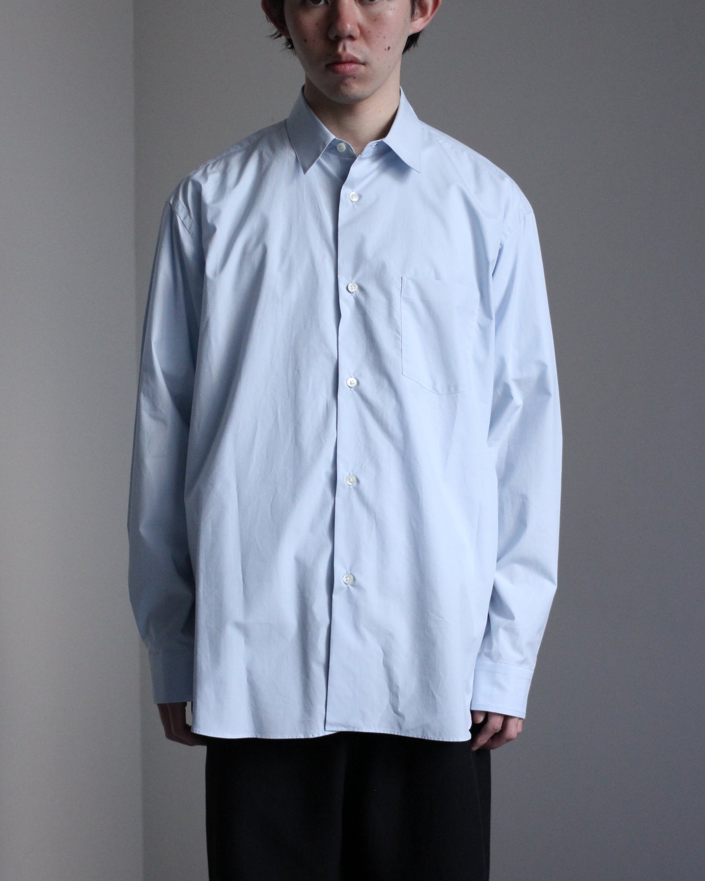 ssstein/Oversized Regular Collar Shirts"OFF BLUE"