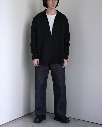 ssstein/Vis/Li Twill Oversized Skipper Shirts"BLACK"