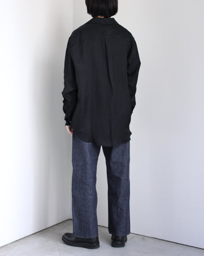 ssstein/Vis/Li Twill Oversized Skipper Shirts"BLACK"