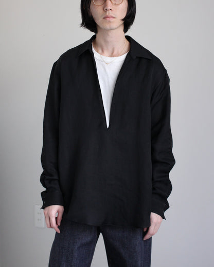 ssstein/Vis/Li Twill Oversized Skipper Shirts"BLACK"