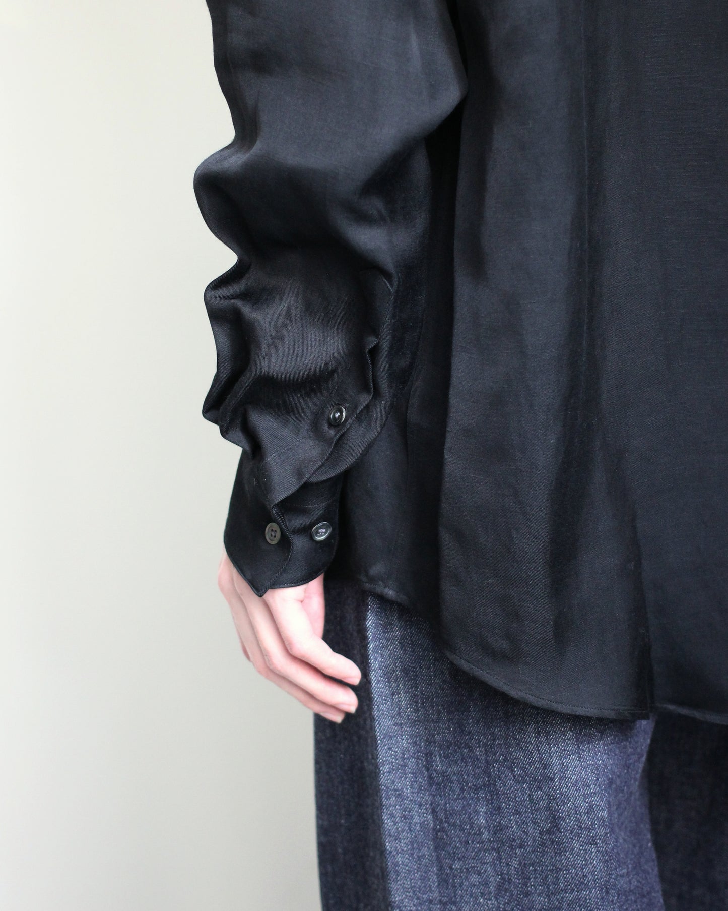 ssstein/Vis/Li Twill Oversized Skipper Shirts"BLACK"