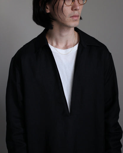 ssstein/Vis/Li Twill Oversized Skipper Shirts"BLACK"